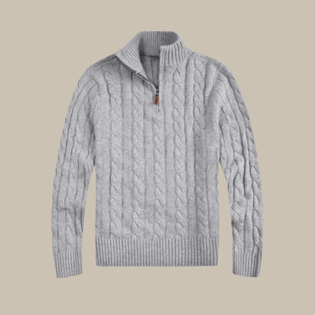 Broni Sweater | Stylish Soft Ribbed Men's Sweater with V-Neck and Zipper
