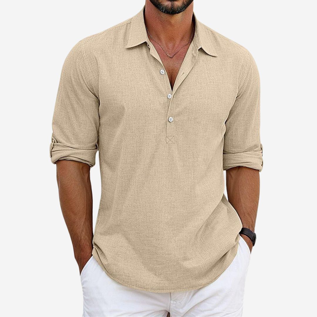 Men's Capri Shirt – Classic Linen Cotton Blend for Lightweight Summer Comfort