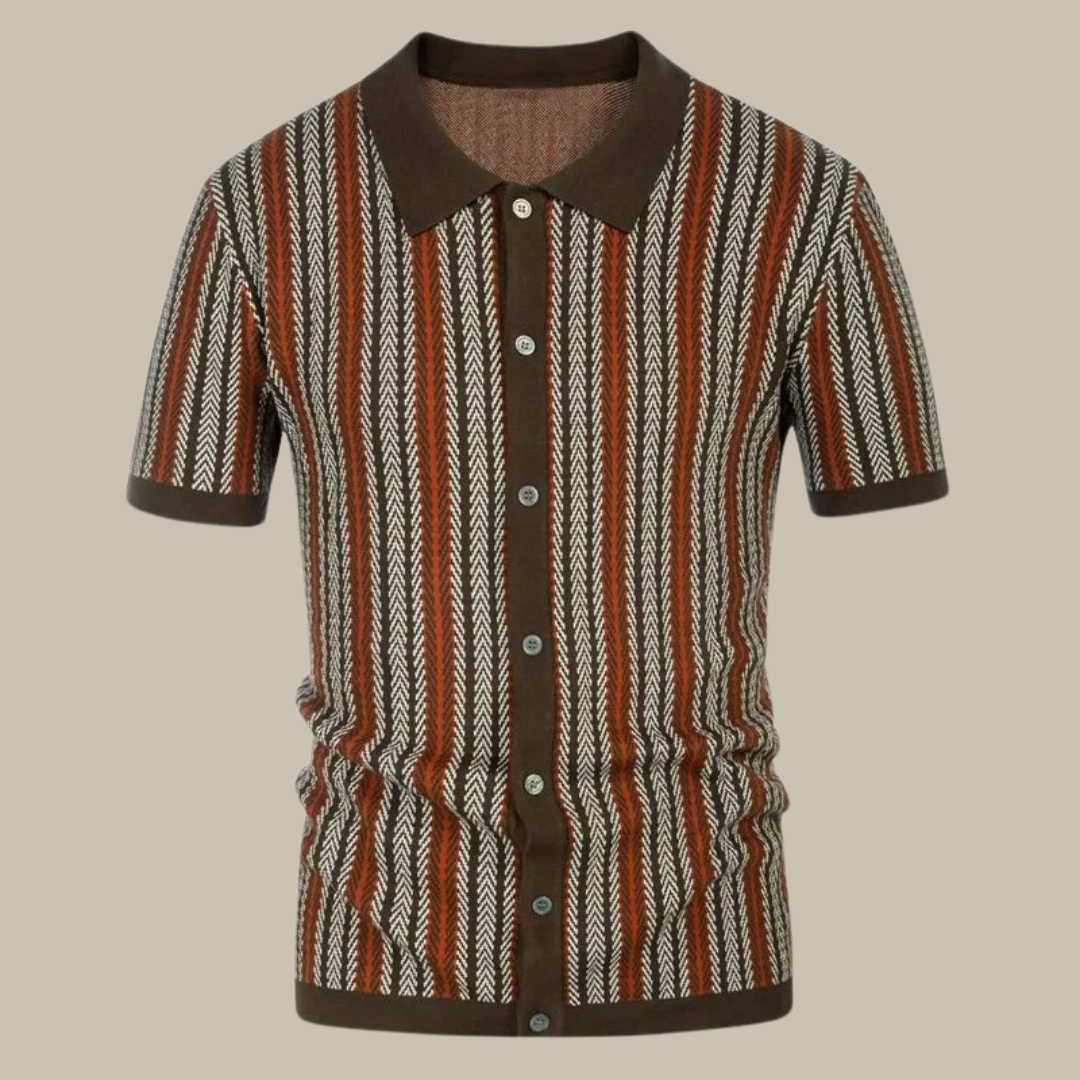 Men's Short Sleeve Shirts - Stylish Knitted Shirt with Collar