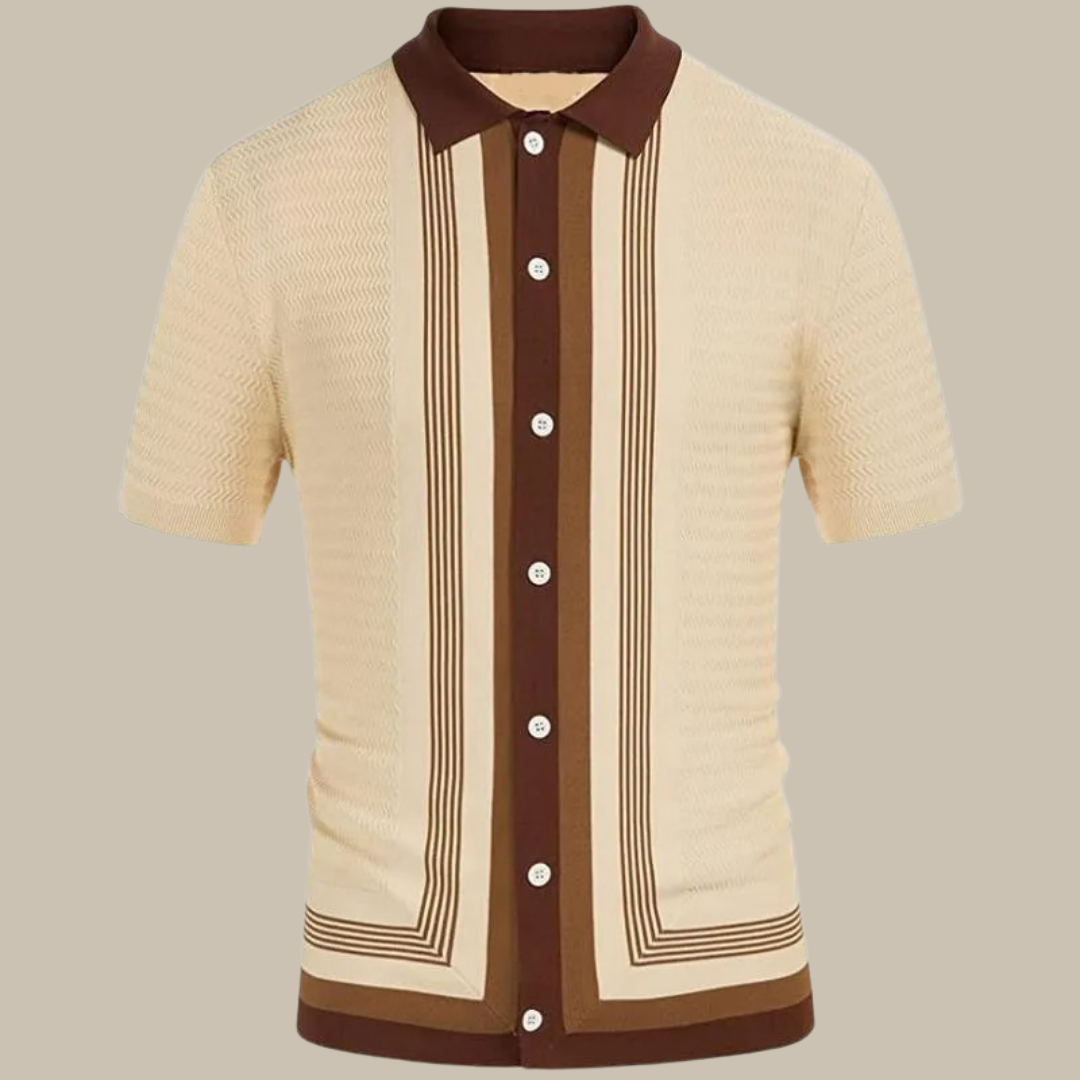 Men's Short Sleeve Shirts - Stylish Knitted Shirt with Collar