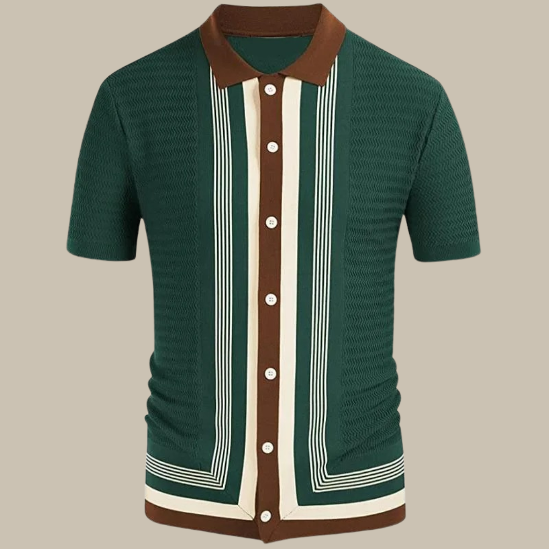 Men's Short Sleeve Shirts - Stylish Knitted Shirt with Collar