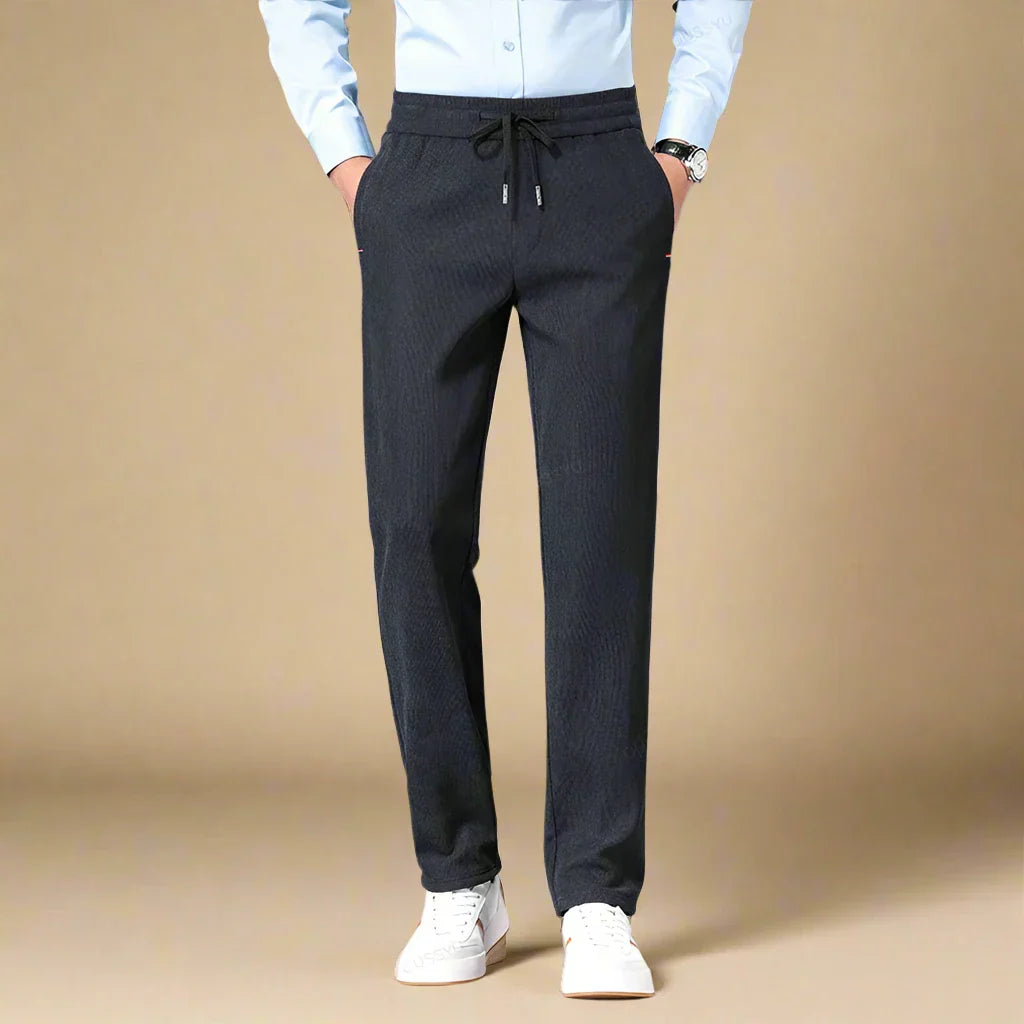 Cord Trousers | Casual smart trousers with elasticated waist and drawstring for men | Regular fit