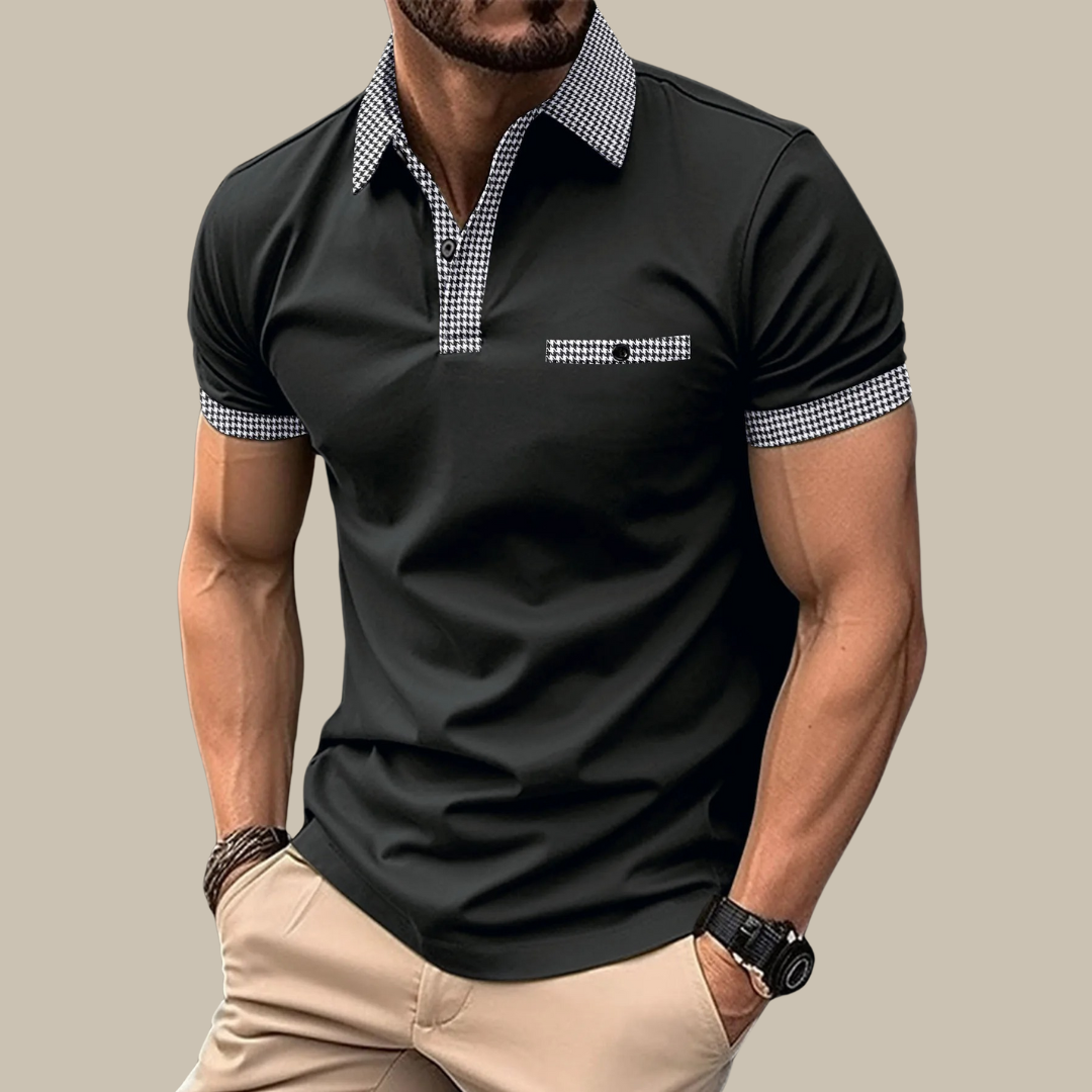 Valenzo Polo | Casual basic polo with short sleeves and checkered collar