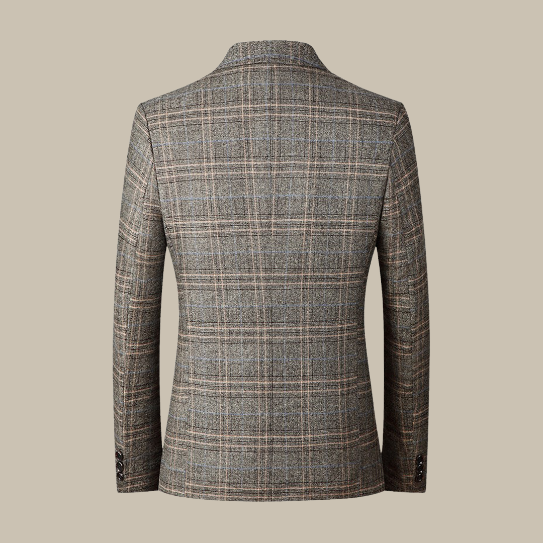 Men’s Vintage Checked Blazer – Classic Fit with Button Closure