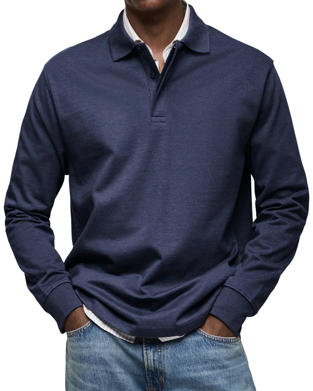 Men's Classic Long Sleeve Cotton Polo Shirt – Smart Casual Everyday Essential