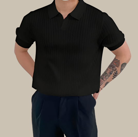 Milan Ribbed Polo | Stylish cotton polo for men