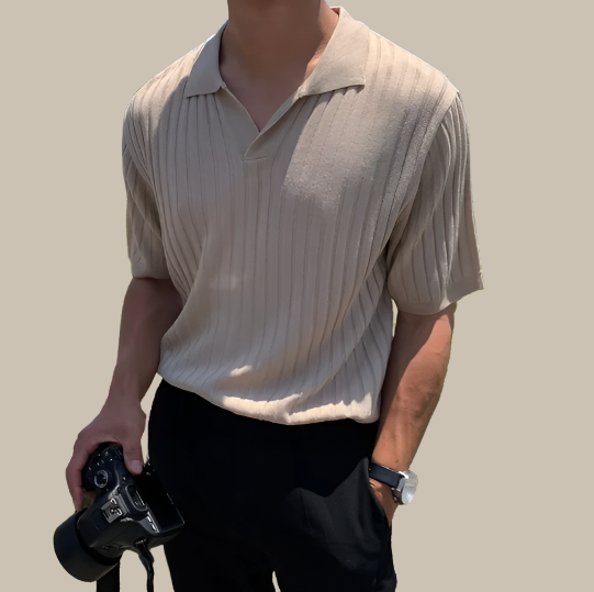 Milan Ribbed Polo | Stylish cotton polo for men