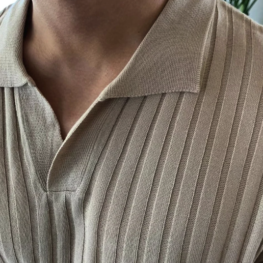Milan Ribbed Polo | Stylish cotton polo for men