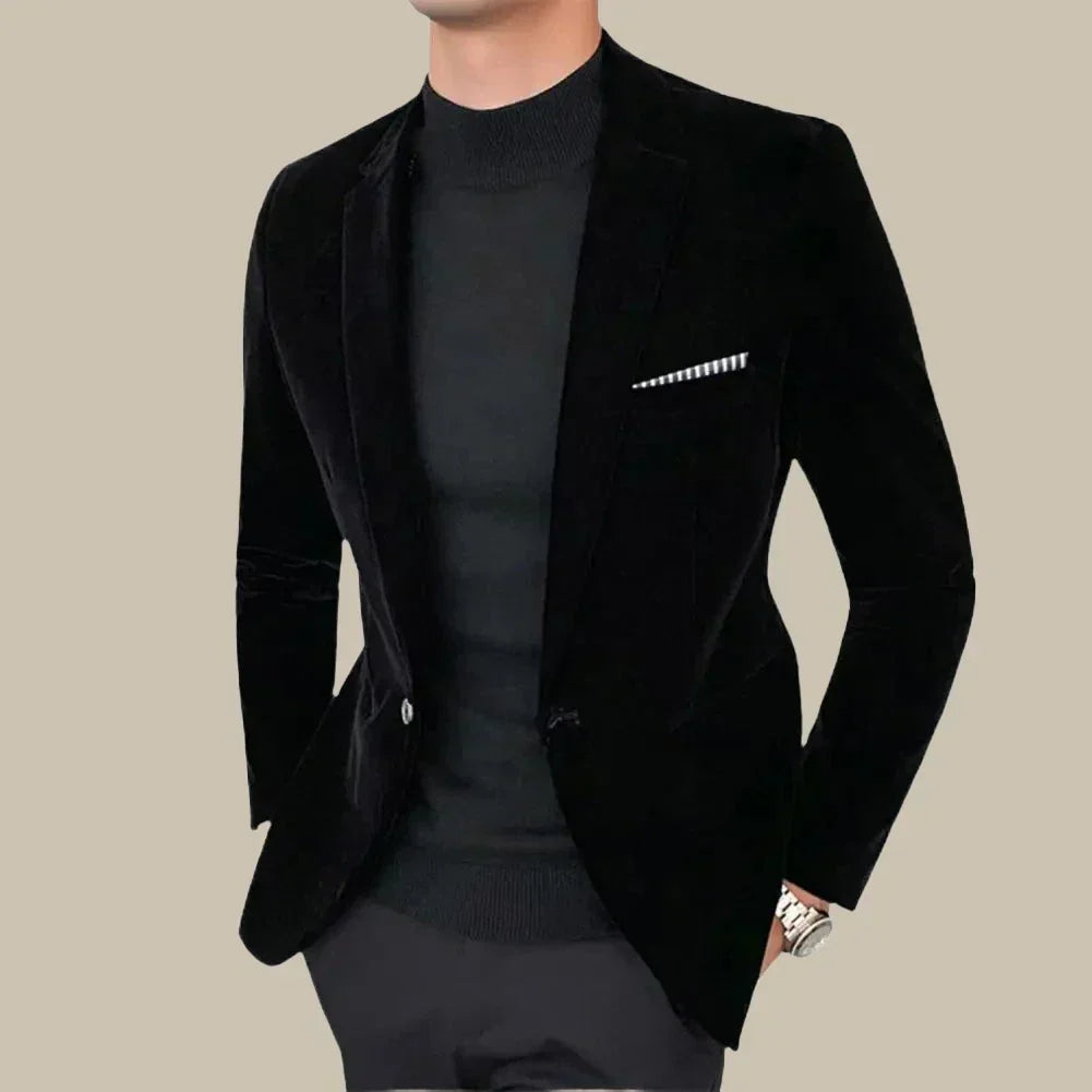 Men's Stylish Italian Slim Fit Velvet Blazer for Elegant Evening Wear