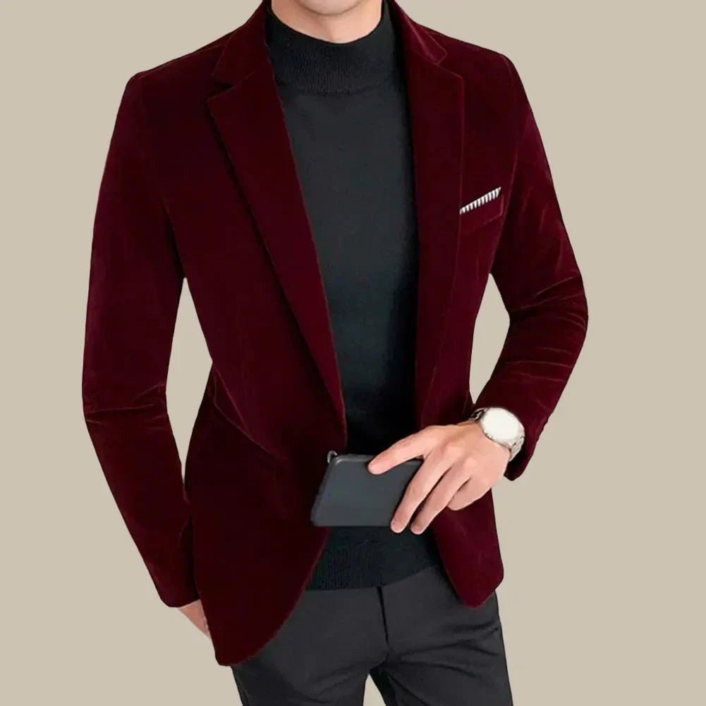Men's Stylish Italian Slim Fit Velvet Blazer for Elegant Evening Wear