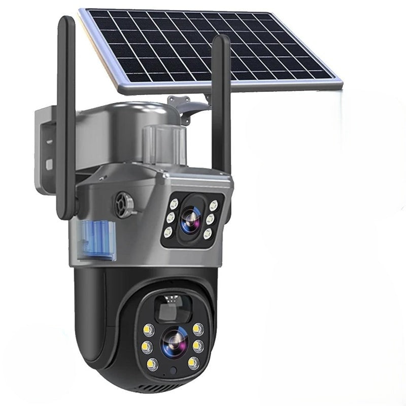 DualGuard 4K Wireless Security Camera with Solar Panel - 4K Ultra HD, 10x Zoom, 360° View, Night Vision, Two-Way Audio, IP66 Weatherproof