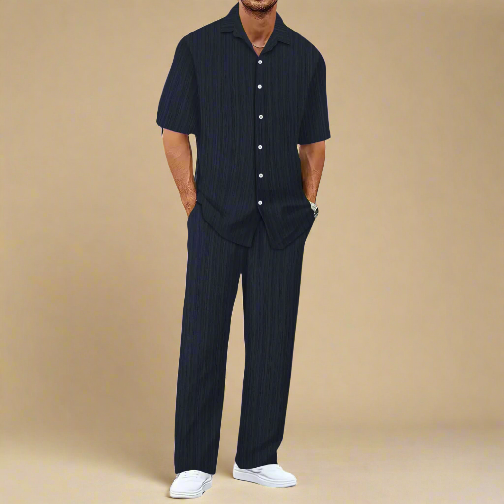 Men's Casual Two-Piece Summer Set With Shirt and Trousers
