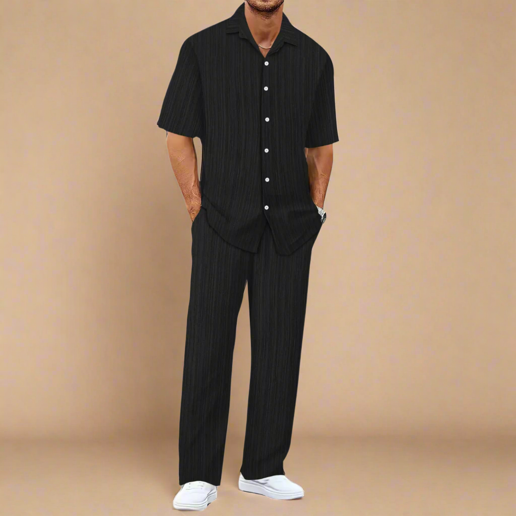 Men's Casual Two-Piece Summer Set With Shirt and Trousers