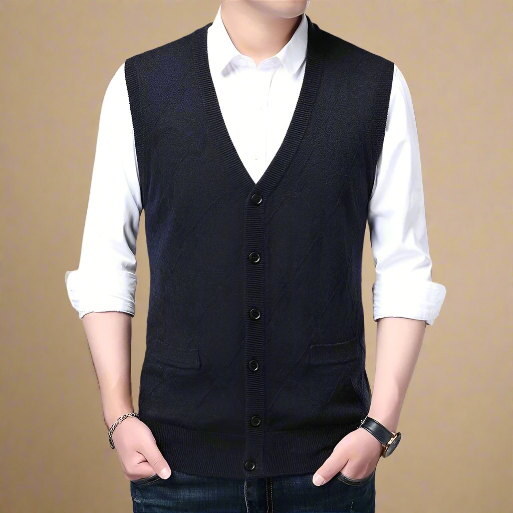 Cardigan | Business Casual Spencer Cardigan with Buttons and Pockets for Men