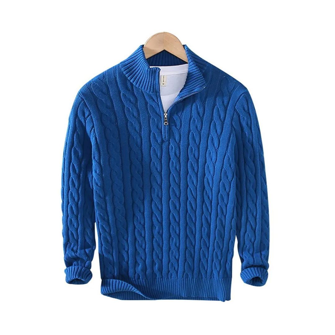 Classic Knitted Cable Half Zip Sweater