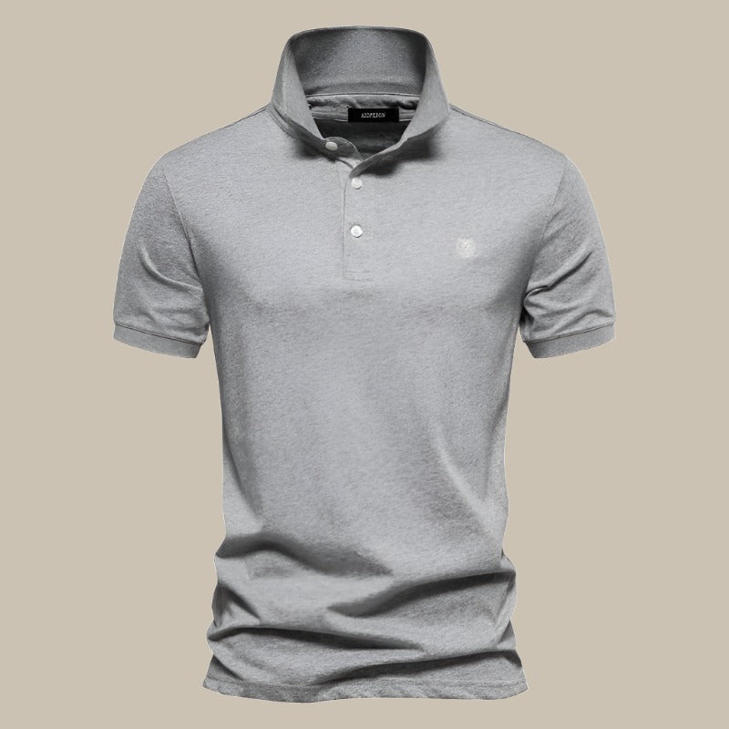 Men's Classic Short Sleeve Polo Shirt with Breathable Cotton Fabric