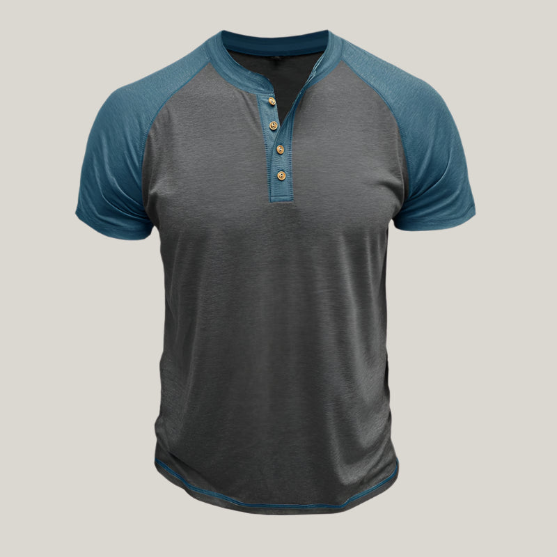 Fabio Henley Shirt | Casual T-Shirt with Button Placket for Men