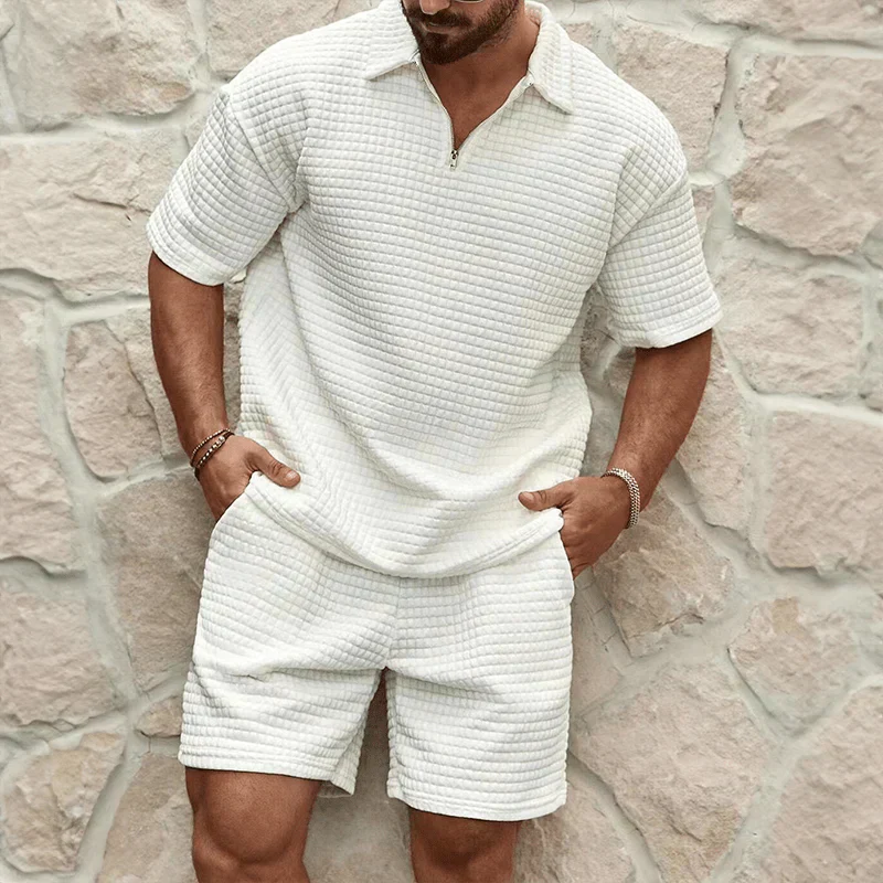 Men's Casual Capri Summer Set – Two-Piece Shirt & Shorts Outfit