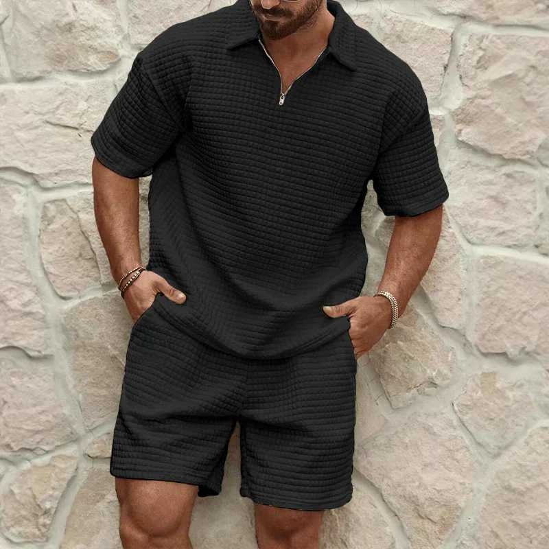 Men's Casual Capri Summer Set – Two-Piece Shirt & Shorts Outfit