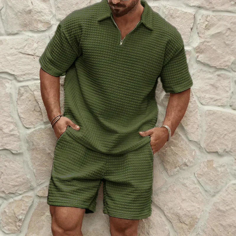 Men's Casual Capri Summer Set – Two-Piece Shirt & Shorts Outfit