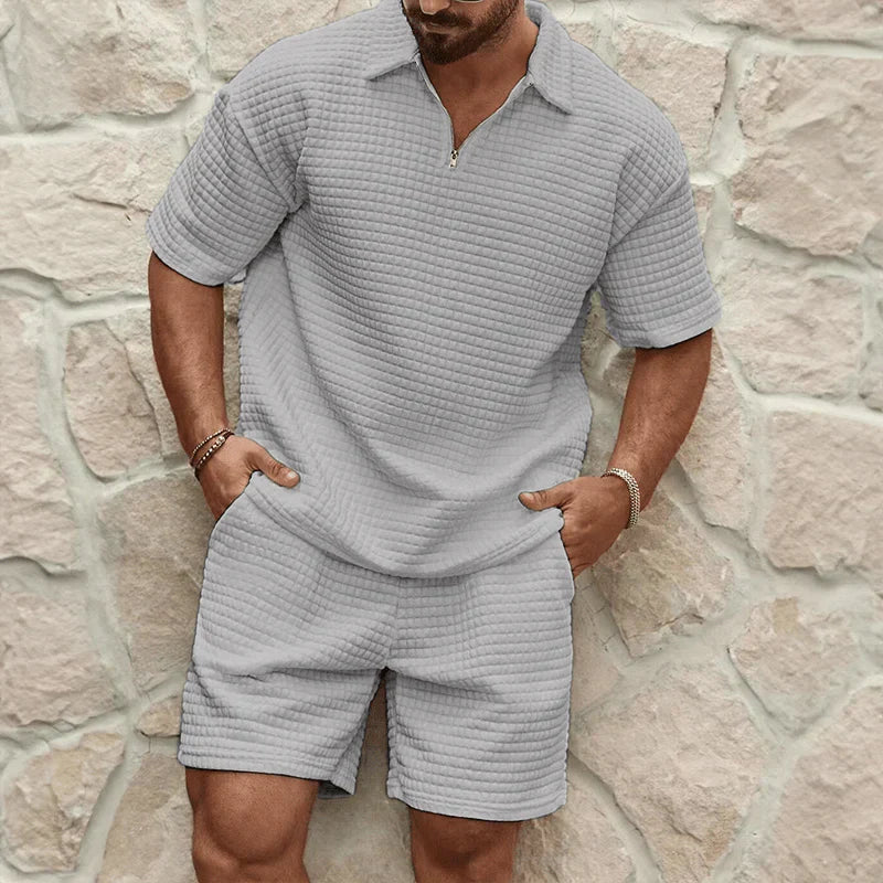 Men's Casual Capri Summer Set – Two-Piece Shirt & Shorts Outfit