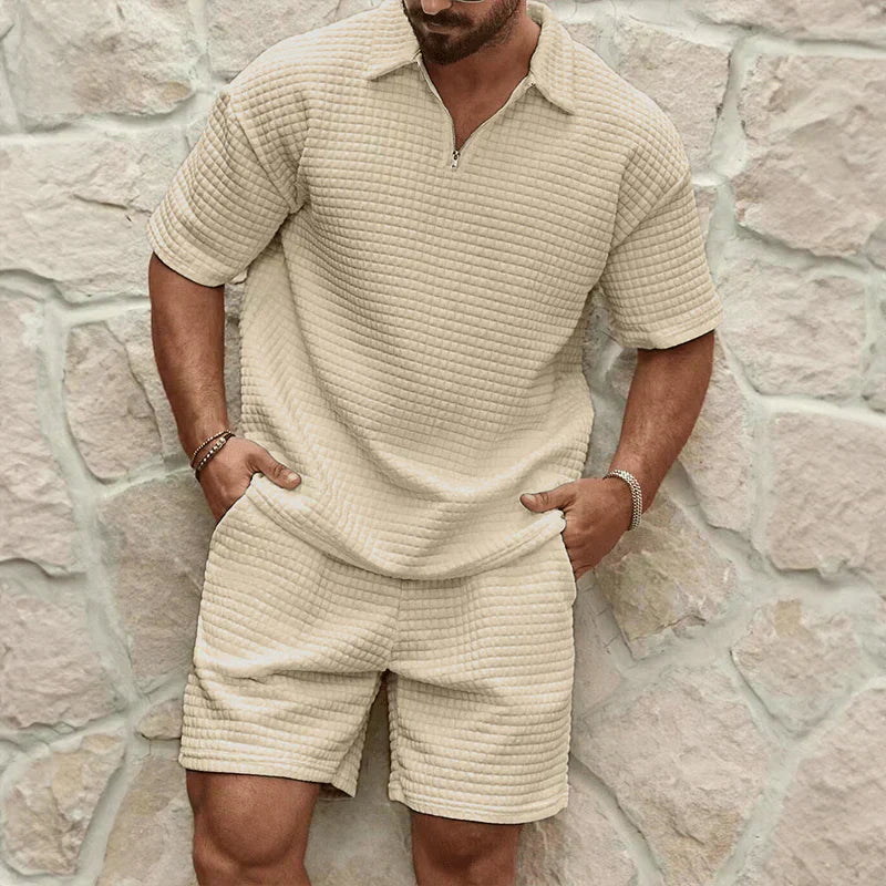 Men's Casual Capri Summer Set – Two-Piece Shirt & Shorts Outfit