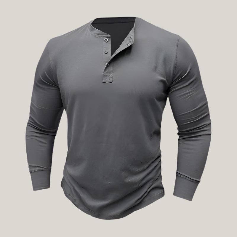 Massimo Long Sleeve Top | Modern Henley Shirt with Button Placket for Men