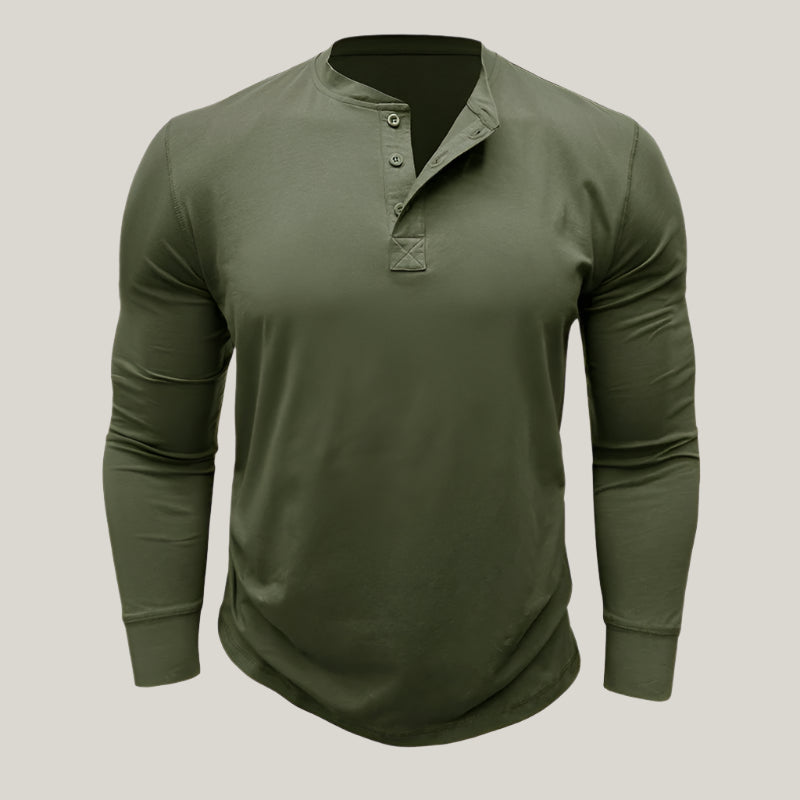 Massimo Long Sleeve Top | Modern Henley Shirt with Button Placket for Men