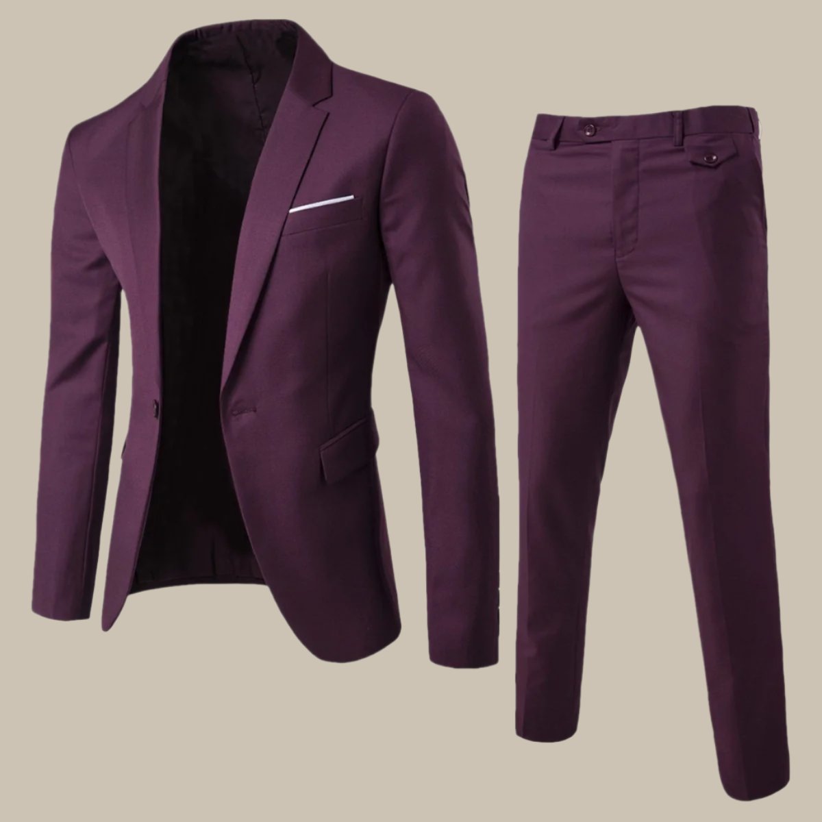 Men's Classic Two-Piece Business Suit with Tailored Fit for All Seasons