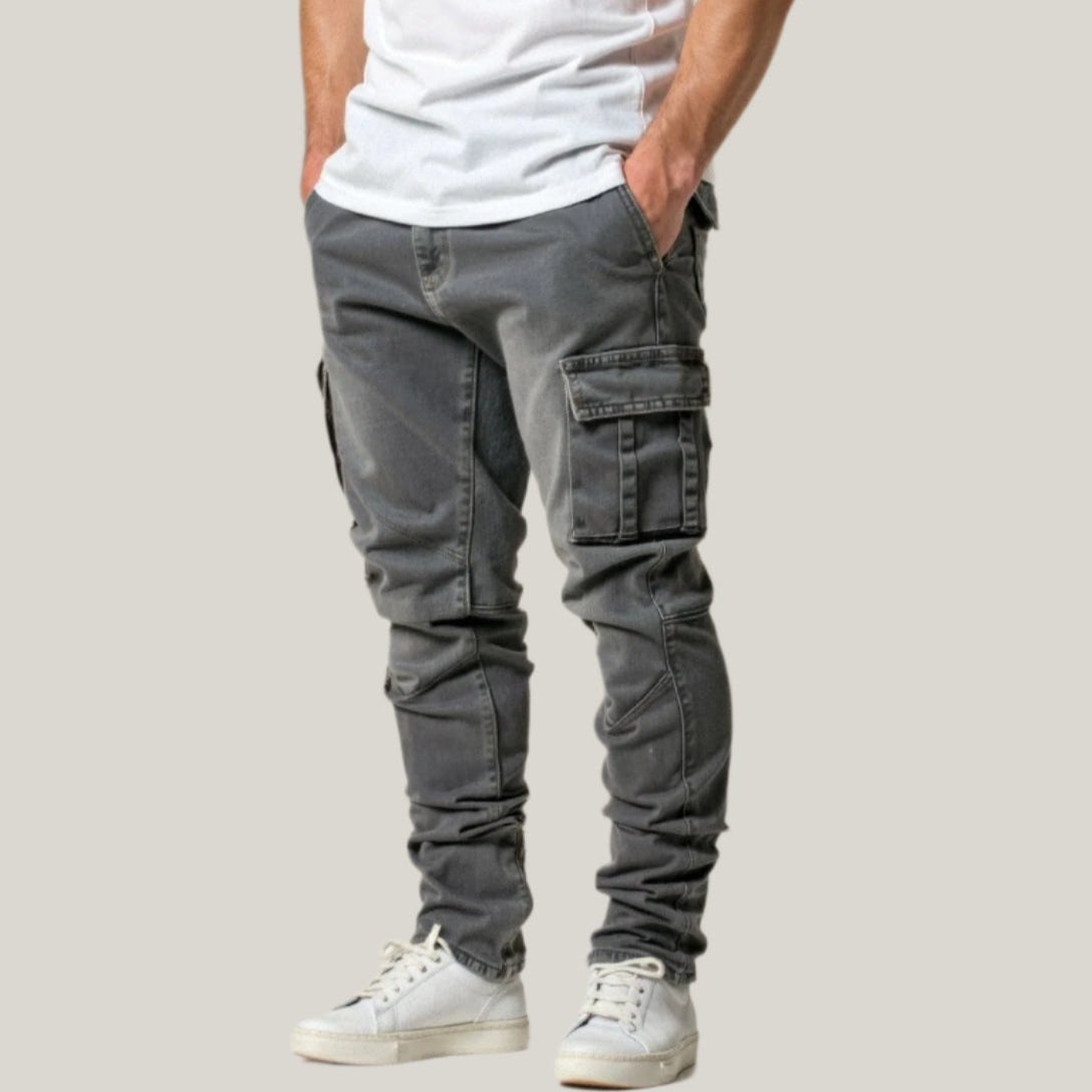 Raw Cargo Jeans | Stretchy Cargo Denim Trousers for Men