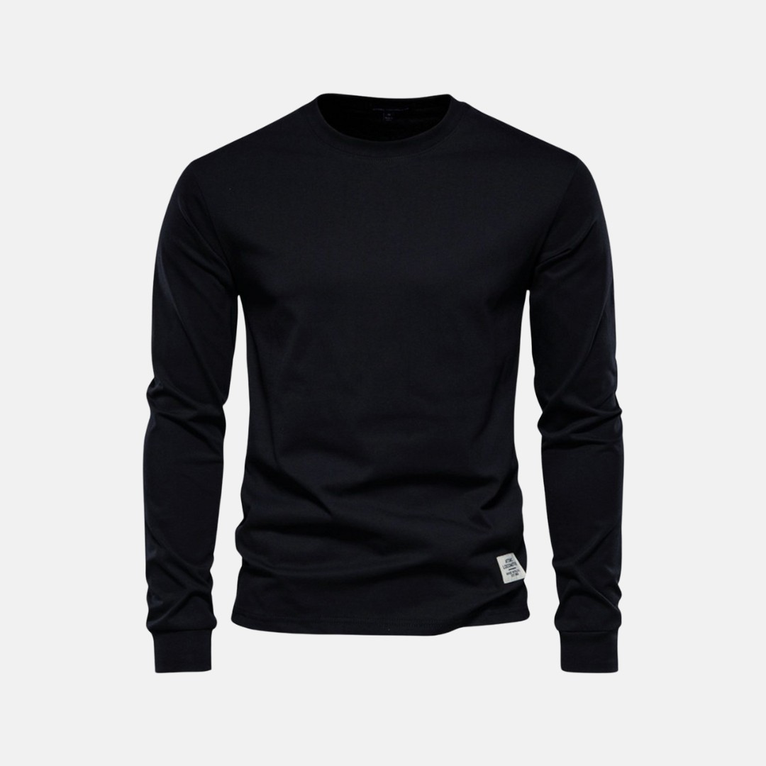Men's Long Sleeve Cotton T-Shirt – Casual Autumn Crew Neck Top