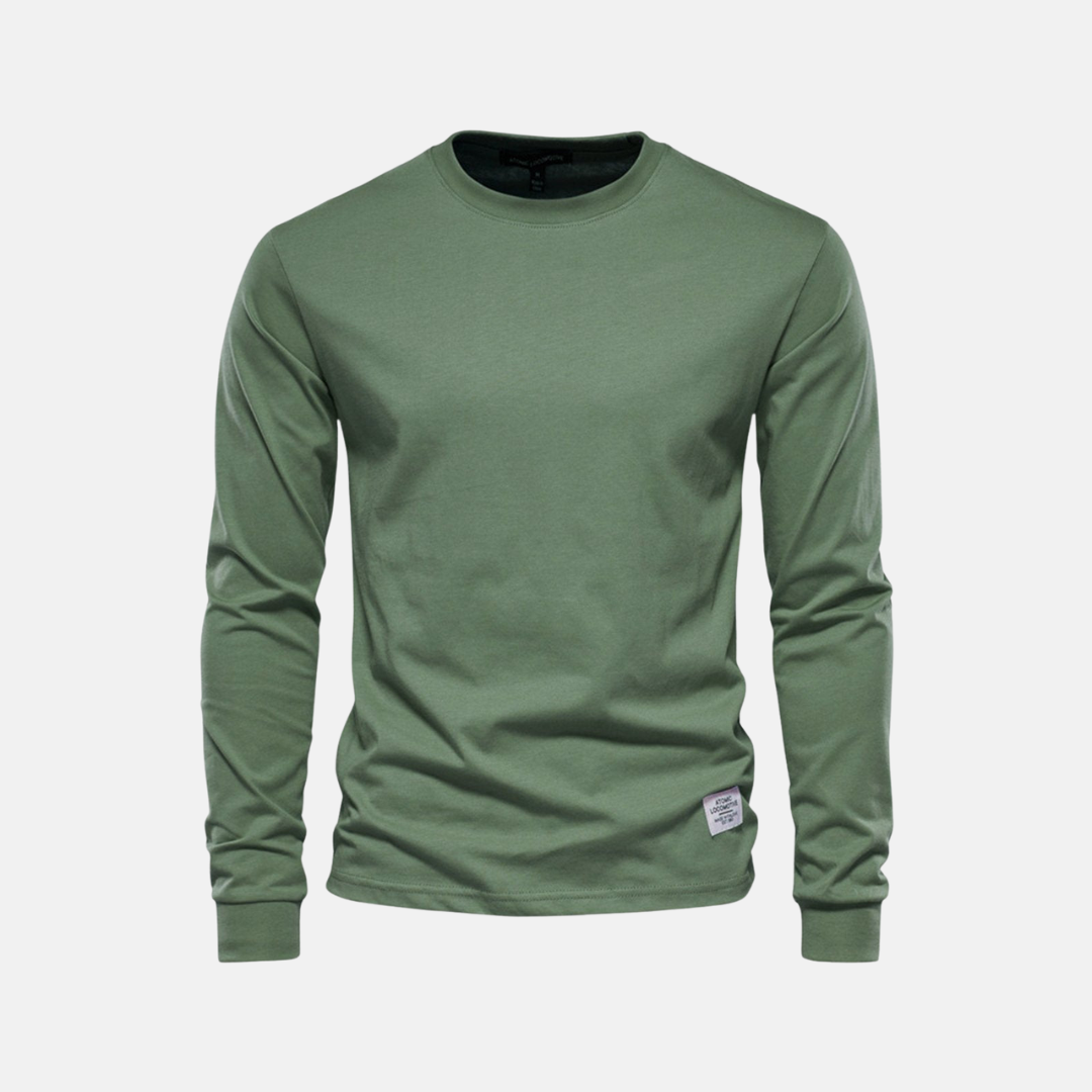Men's Long Sleeve Cotton T-Shirt – Casual Autumn Crew Neck Top