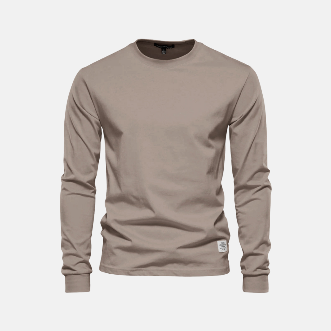 Men's Long Sleeve Cotton T-Shirt – Casual Autumn Crew Neck Top
