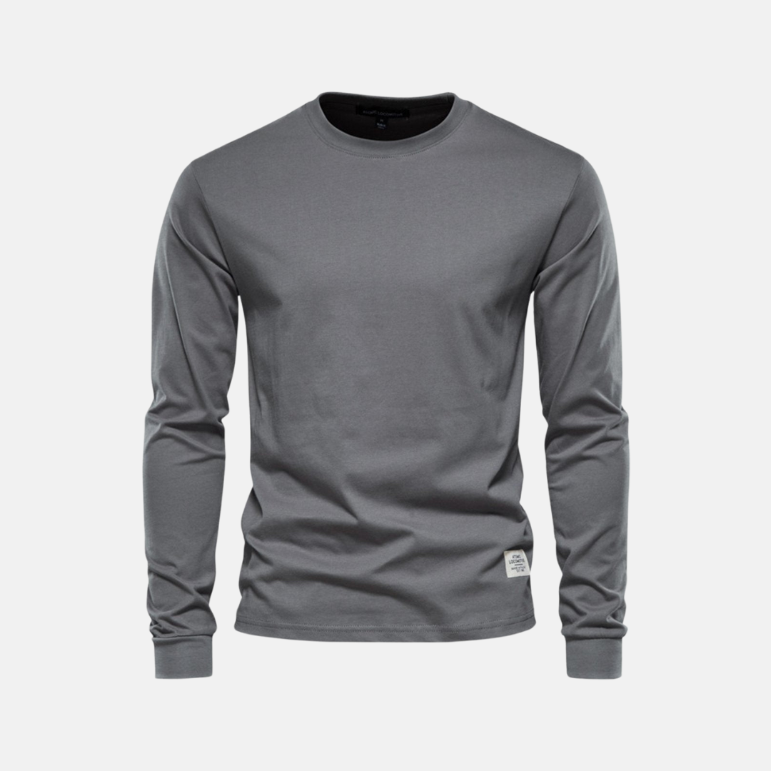 Men's Long Sleeve Cotton T-Shirt – Casual Autumn Crew Neck Top