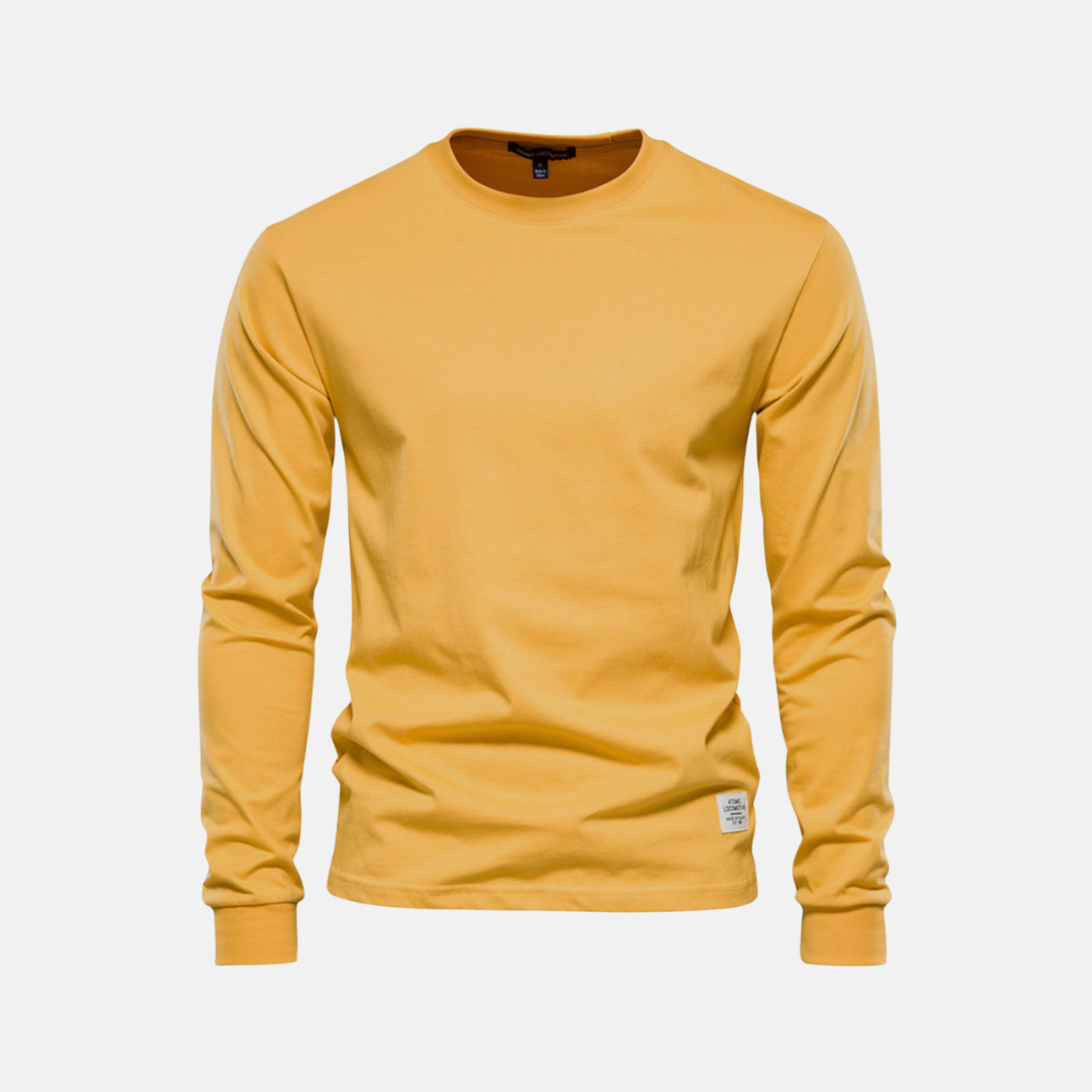 Men's Long Sleeve Cotton T-Shirt – Casual Autumn Crew Neck Top
