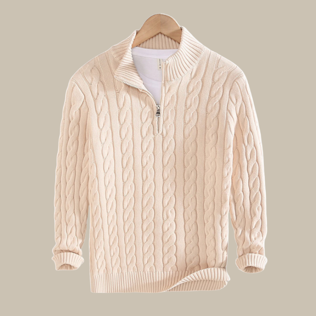 Broni Sweater | Stylish Soft Ribbed Men's Sweater with V-Neck and Zipper