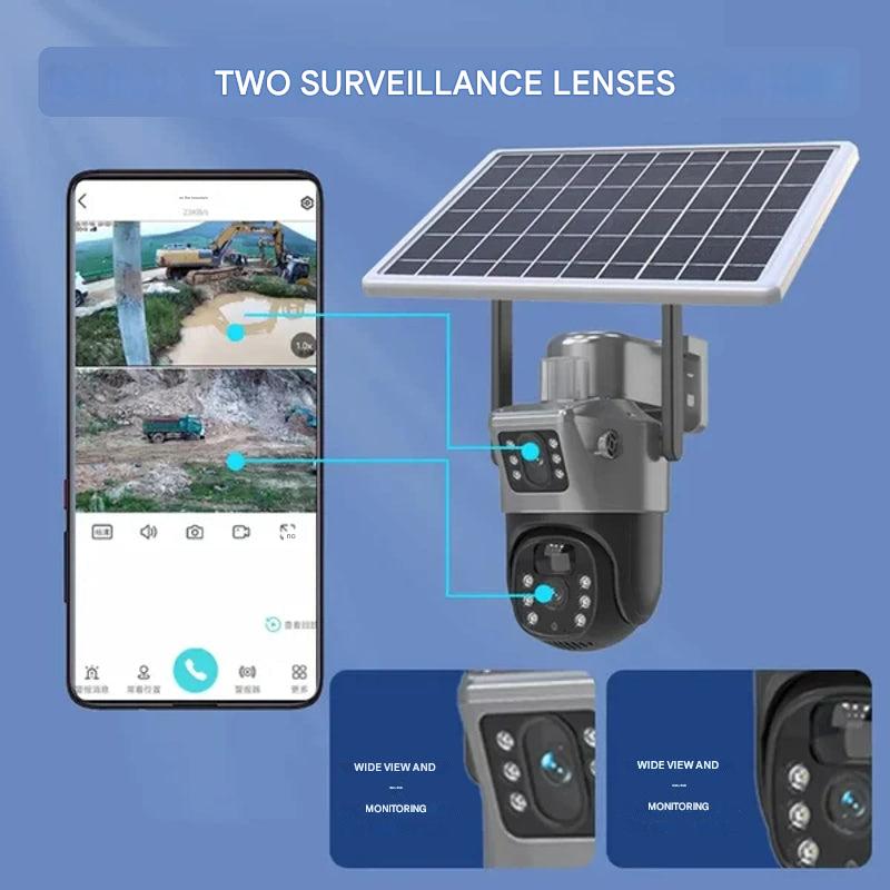 DualGuard 4K Wireless Security Camera with Solar Panel - 4K Ultra HD, 10x Zoom, 360° View, Night Vision, Two-Way Audio, IP66 Weatherproof