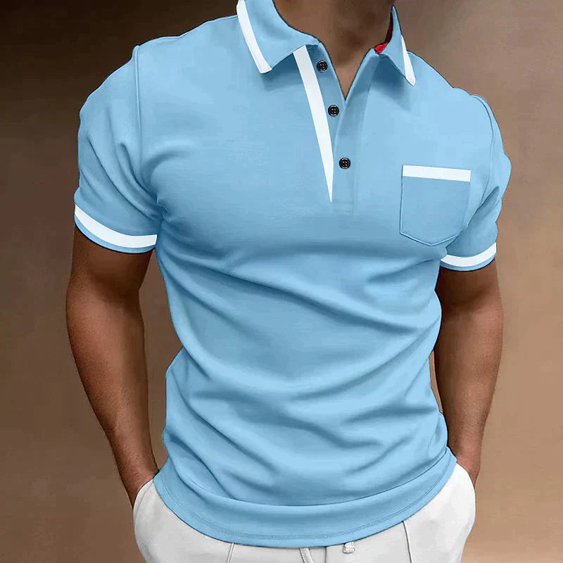 Men's Smart Casual Polo Shirt with Chest Pocket For Summer