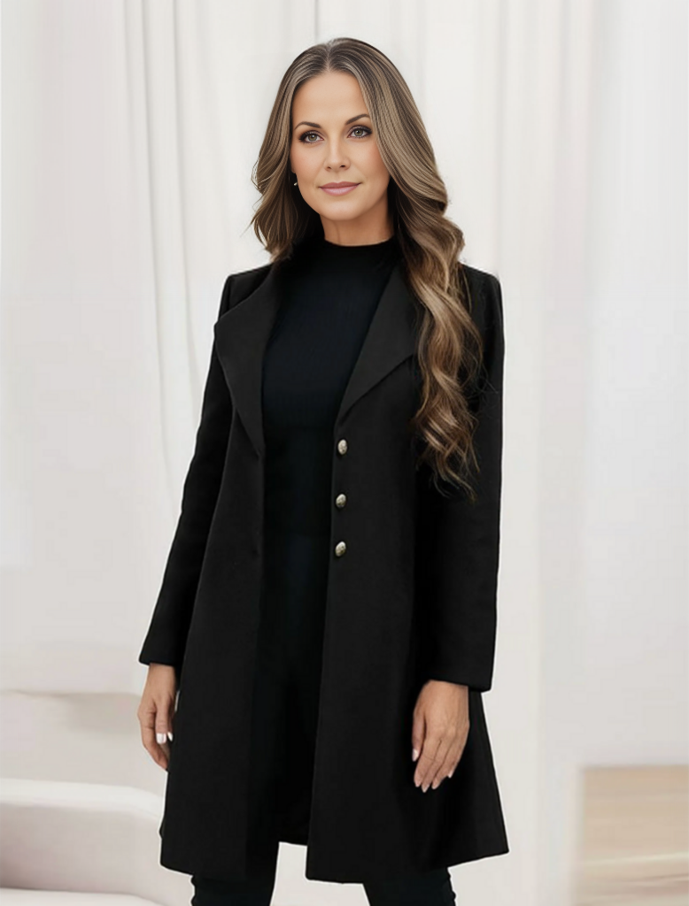 Elegant Women's Long Winter Coat with Buttons - Timeless Chic Outerwear