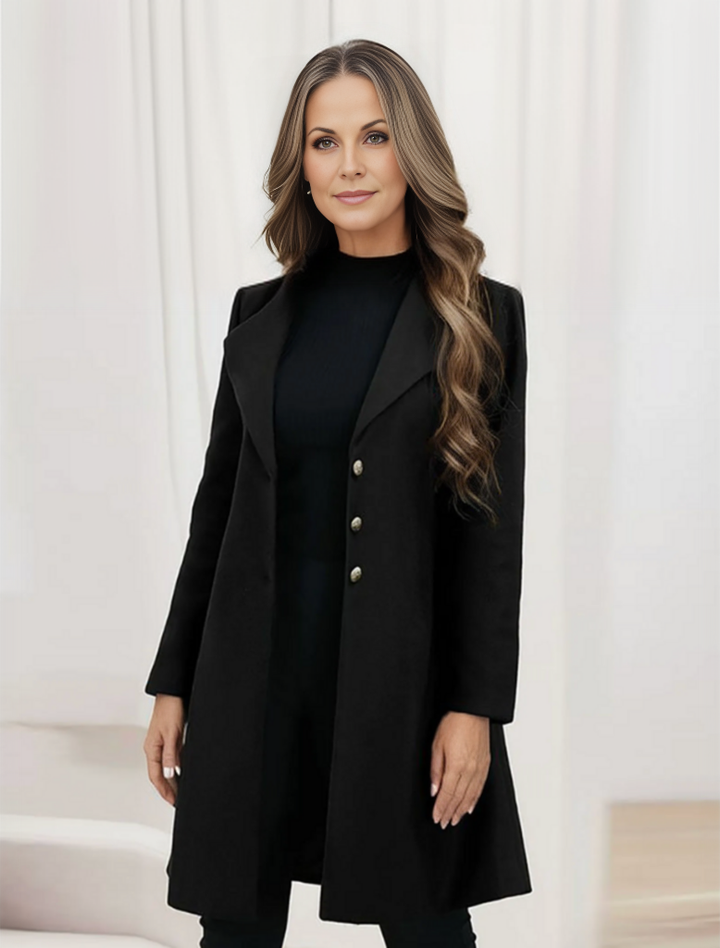 Elegant Women's Long Winter Coat with Buttons - Timeless Chic Outerwear