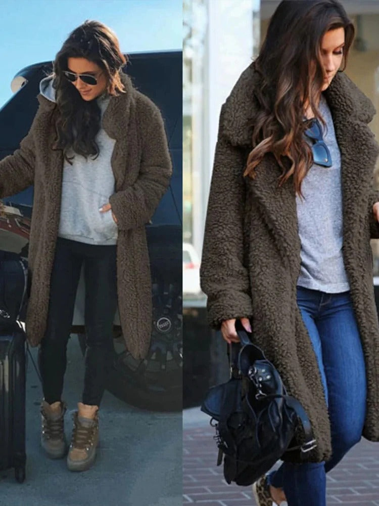 Luxury Teddy Fleece Coat for Women - Cozy & Warm Long Winter Jacket