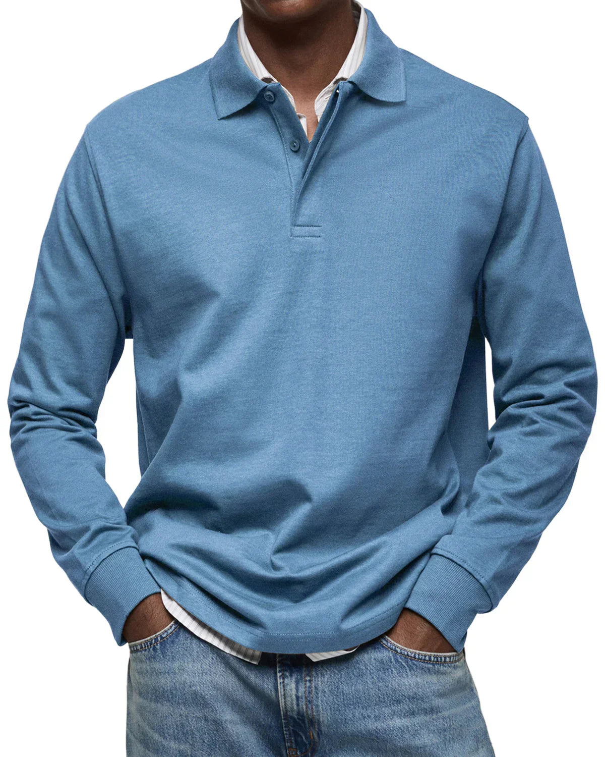 Men's Classic Long Sleeve Cotton Polo Shirt – Smart Casual Everyday Essential