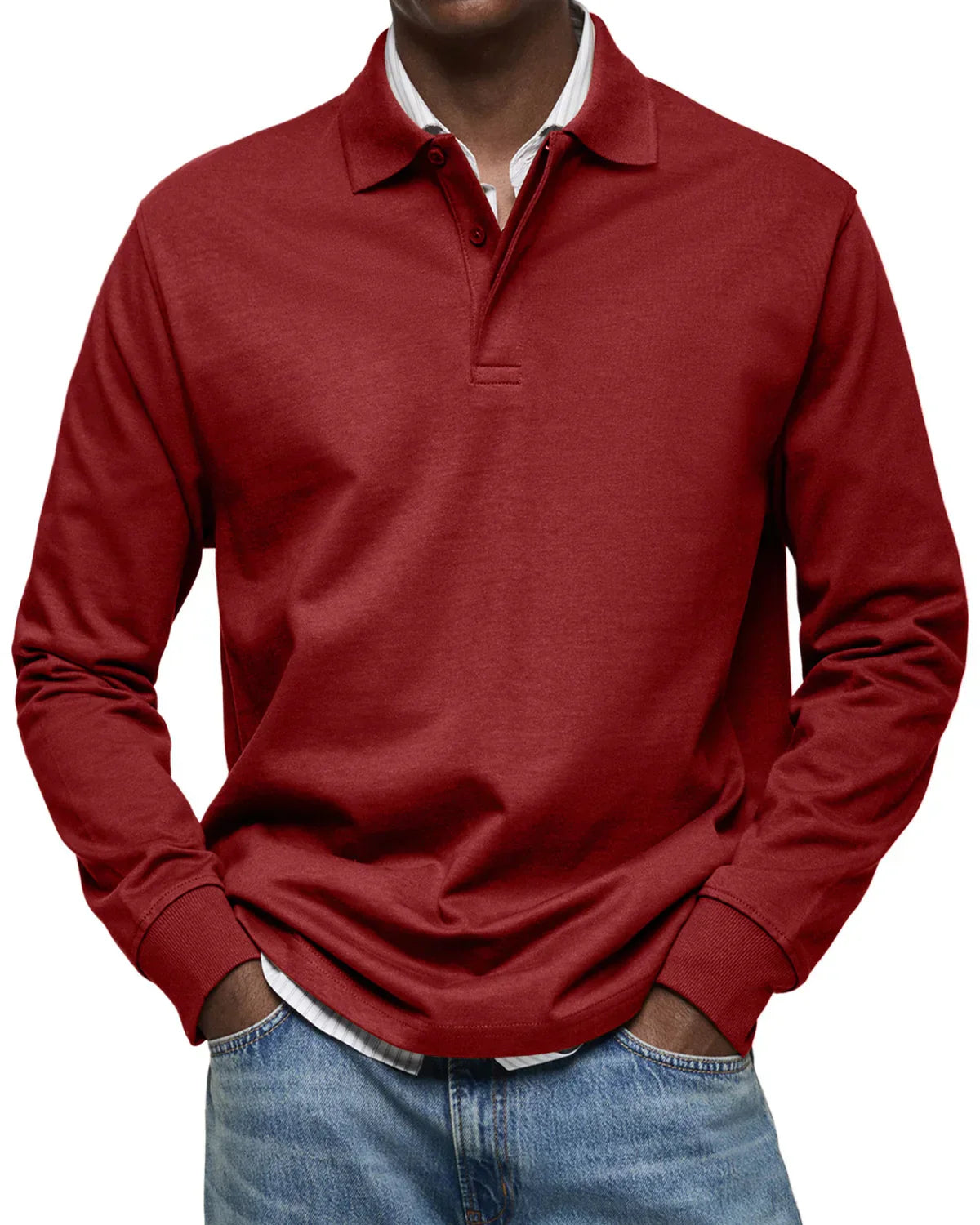 Men's Classic Long Sleeve Cotton Polo Shirt – Smart Casual Everyday Essential