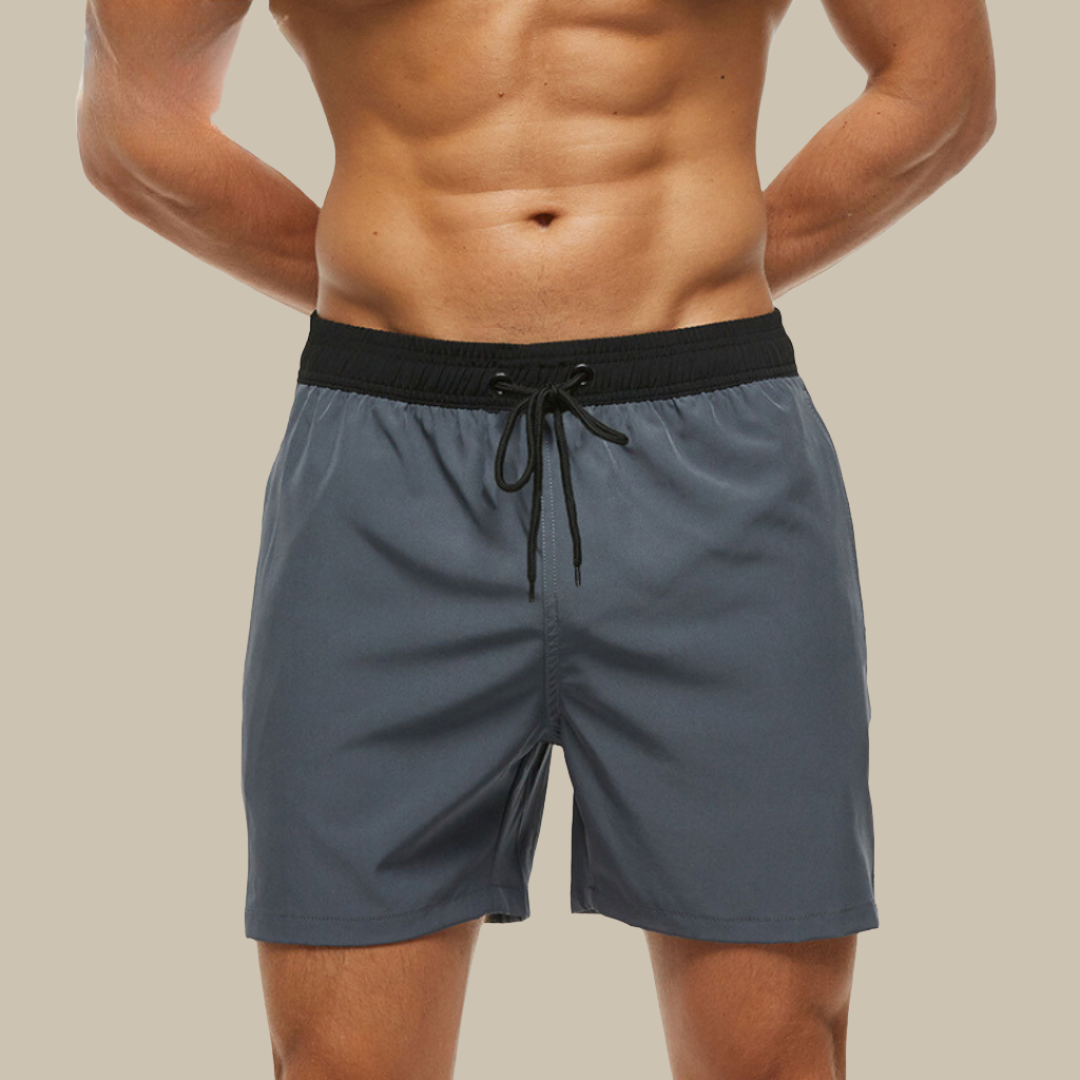 Men's Quick-Dry Drawstring Swimming Shorts with Stretch Comfort