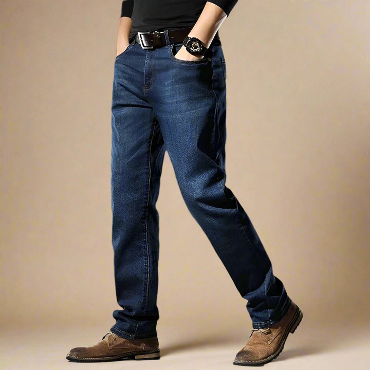 Men's Business Casual Stretch Jeans with Comfortable Regular Fit