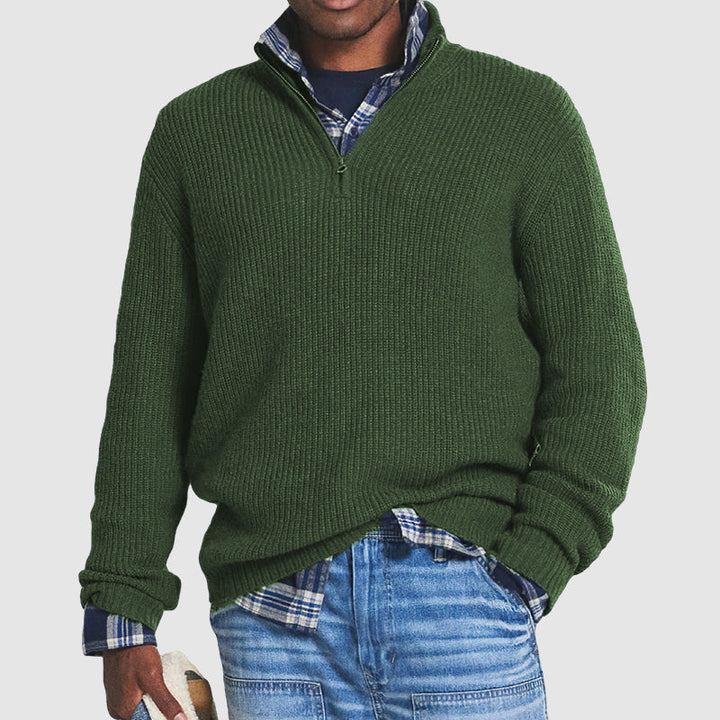 Men's Half-Zip Knitted Jumper – Smart Casual Autumn Sweater for Work & Everyday Wear