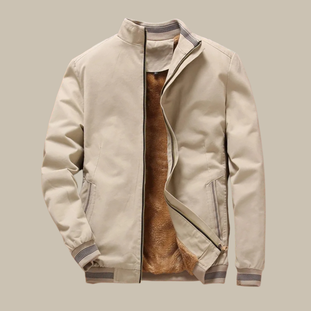 Men's Fleece Jacket - Elegant Windbreaker with Fleece Lining