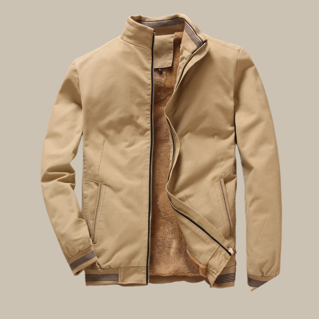 Men's Fleece Jacket - Elegant Windbreaker with Fleece Lining