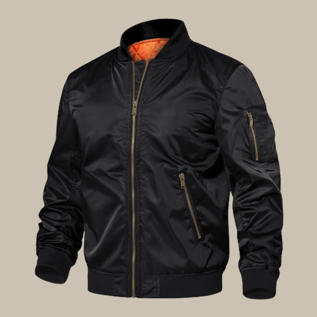 Men's Quilted Jacket - Stylish Bomber Jacket with Zipper