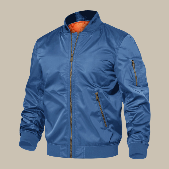 Men's Quilted Jacket - Stylish Bomber Jacket with Zipper